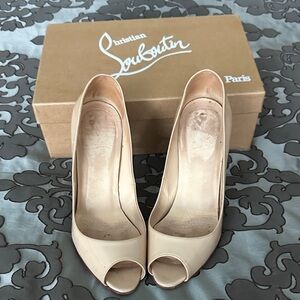 Christian Louboutin Beige Peep Toe Heels
